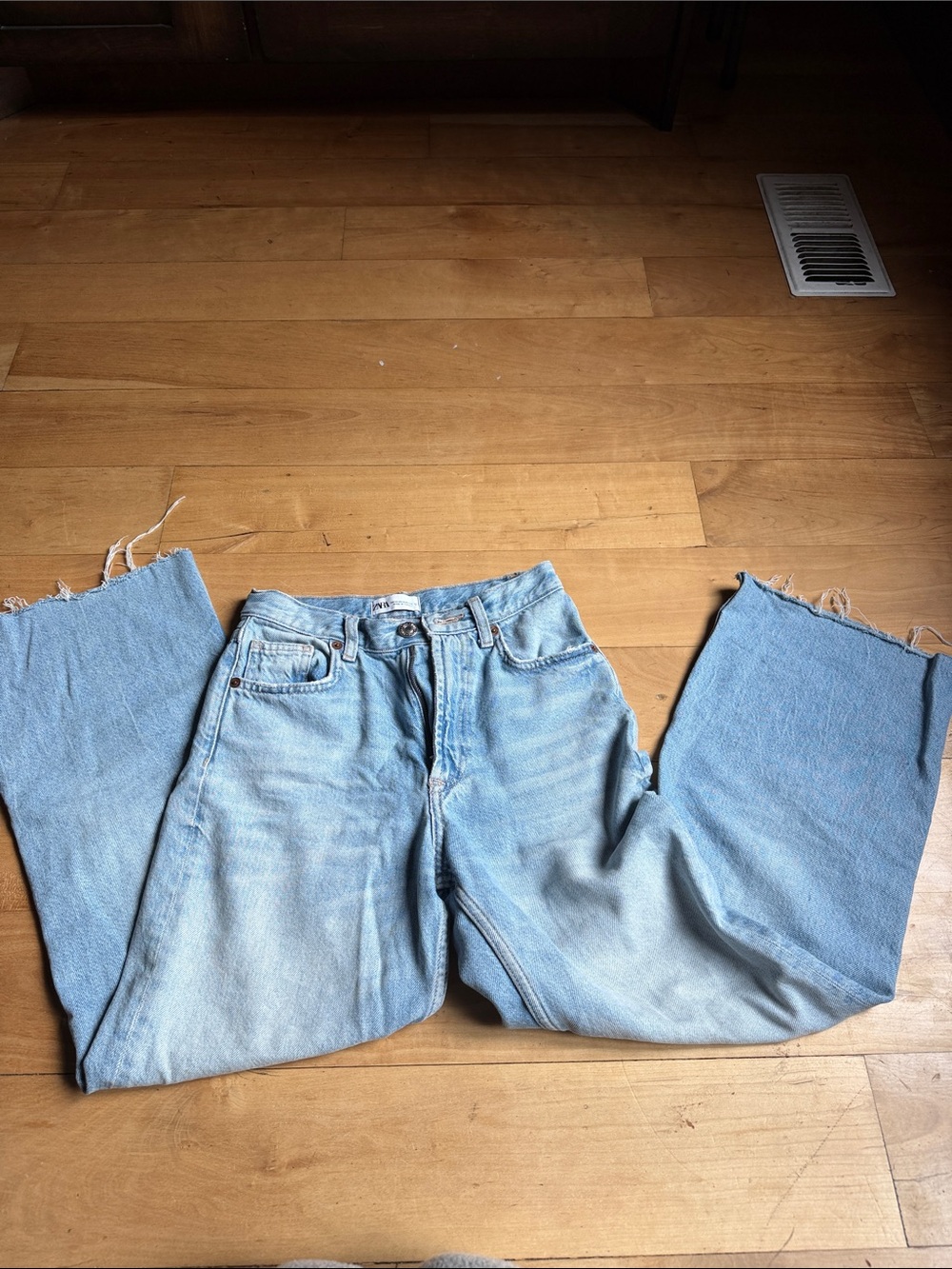 Zara Light Blue Denim Jeans with Branded Button